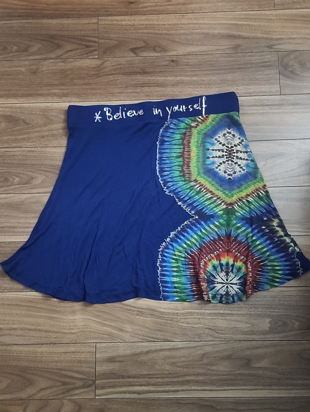 Desigual Skirt, "Believe In Yourself" Blue Tie-Dye